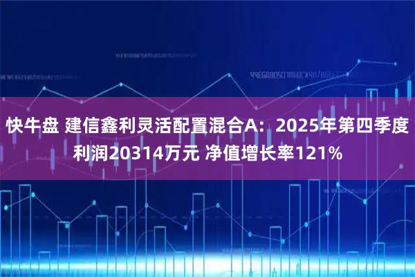 快牛盘 建信鑫利灵活配置混合A：2025年第四季度利润20314万元 净值增长率121%